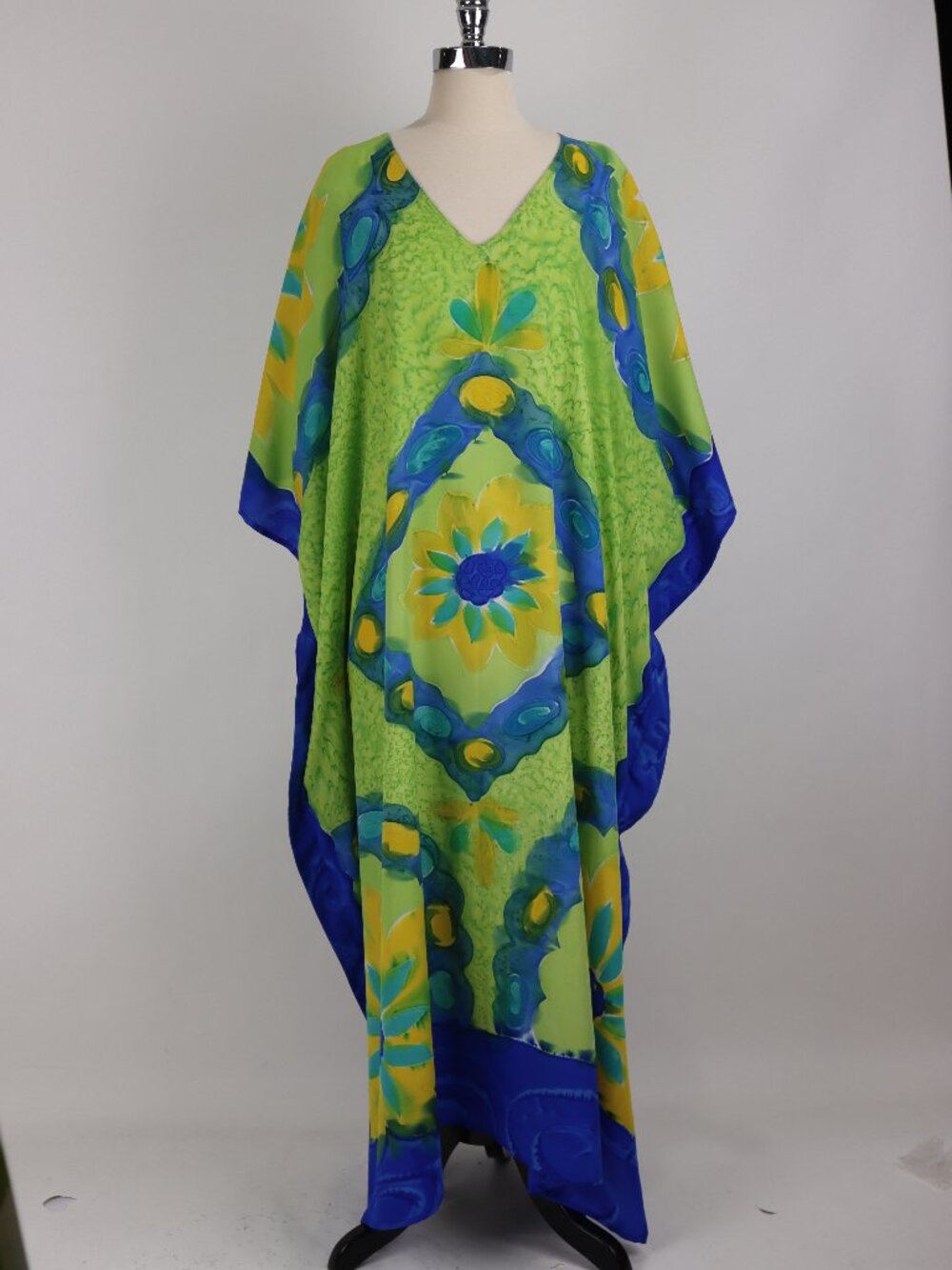 Vintage Saybury NWOT Sun Blue Green Resort Caftan Dress Beach Cover Up Plus